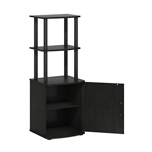 4-Tier Bookcase with Door Cabinet, TV Stand Side Book Shelf, Storage Shelves, Display Shelf for Organization and Storage, Home Office, Living Room, Blackwood - size: 2 Tier