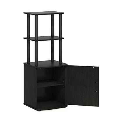 4-Tier Bookcase with Door Cabinet, TV Stand Side Book Shelf, Storage Shelves, Display Shelf for Organization and Storage, Home Office, Living Room, Blackwood - size: 2 Tier