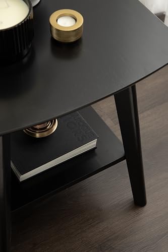 Kate and Laurel Louena Mid-Century Rectangle Wood Side Table, 22 x 20 x 24, Black, Modern Decorative Two-Tier End Table for Use as a Bedroom Nightstand or Apartment Living Room Accent