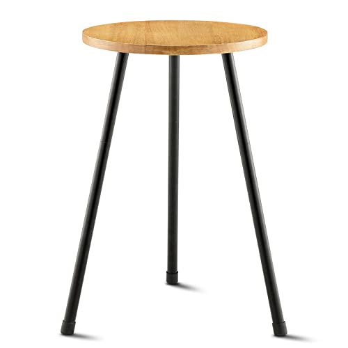 KINNARY Tall Plant Stand, Mid Century Wood Indoor Plant Stand Plant Table for Flower Pots, Metal Plant Holder, Modern Home Decor Small Round Side End Table (11.8"x20") - color: Light wood 11.8"x20"
