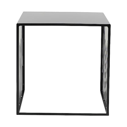 LeisureMod Mid-Century Design Square Side/End Table, Steel Powder Coated Finish, Perfect for Modern and Contemporary Living Space, Black - color: Black