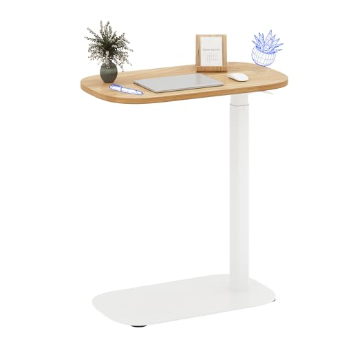 FLEXISPOT Adjustable C Table, Mobile Snack Side End Table Sofa Couch Bedside Table Laptop Cart TV Tray Night Stand Small Space Side Table(23.6" W x 13.8" D,Maple) - color: Maple, size: Small