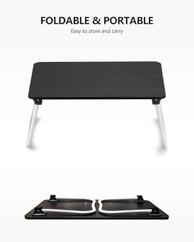 ZEAPTAC Laptop Bed Desk, Foldable Lap Desk, Portable Lap Table, Bed Table, Laptop Stand, Lightweight & Mini Table for Breakfast/Picnic/Drawing/Couch/Floor - Black - color: Black
