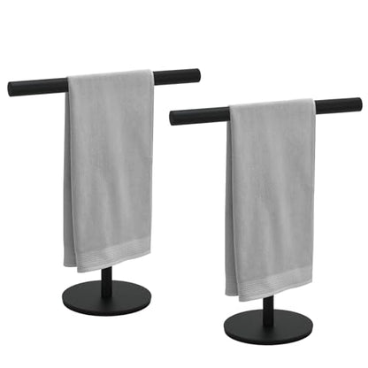 2 pcs T-Shape Towel Holder, T-Shape Freestanding Countertop Towel Rack, Towel Bar for Bathroom Kitchen (Black) - color: Black-2pcs