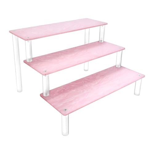 Acrylic Display Stand, 3 Tier Pink Display Risers for Funko POP Figures, 9" Cupcakes Stand, Perfume Organizer, Riser for Display, Dessert Stand, Ornament Display Stand…