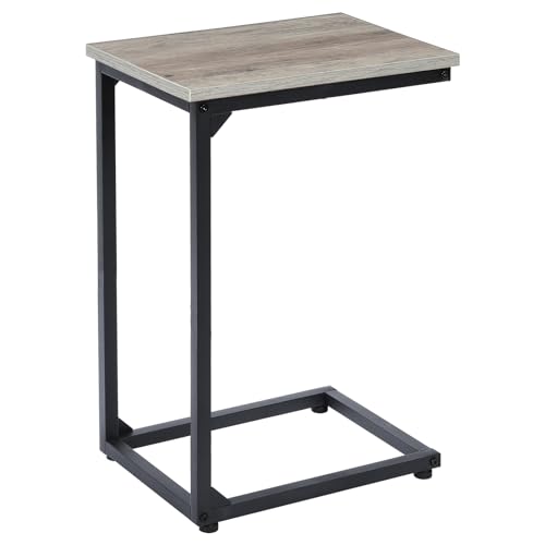 AMHANCIBLE C Shaped End Table, Slide Under Couch Table for Sofa, TV Tray Snack Table, Small Side Table for Small Space, Living Room, Grey HET02CGY-1 - color: Grey