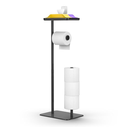 Day Moon™ - Toilet Paper Holder - Modern Roll Holder for Bathroom - 1 Pack - Free Standing - with Shelf, Black - color: Matte Black