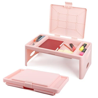Loddie Doddie Lap Desk, Folding Desk, Portable Table, Blush, 9.75" x 12" | Trays & Pocket Keep Essentials Close, 2 lb Easy to Carry, Sturdy Plastic & Alloy Steel, Bed Desk, Bed Tray, Lap Desk for Kids - color: Blush