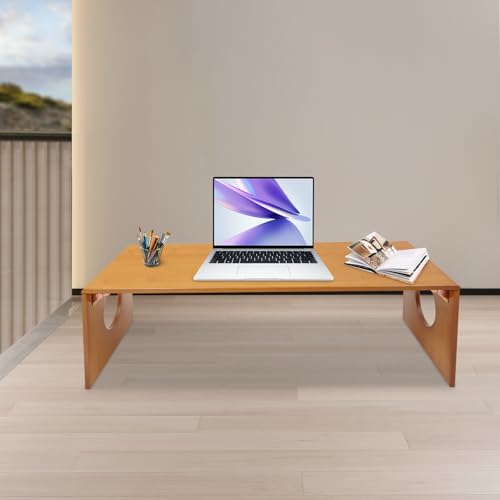 Folding Coffee Table Foldable Low Coffee Table Rectangular Bamboo Floor Table Desk with Large Load-Bearing Capacity for Tatami Home, Office, Living Room (39.3 * 14.5 * 11.8in) - size: 39.3*14.5*11.8in