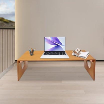 Folding Coffee Table Foldable Low Coffee Table Rectangular Bamboo Floor Table Desk with Large Load-Bearing Capacity for Tatami Home, Office, Living Room (39.3 * 14.5 * 11.8in) - size: 39.3*14.5*11.8in