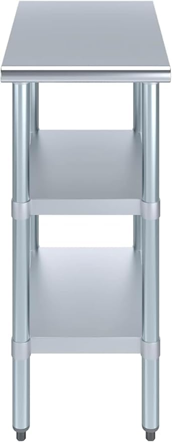 Stainless Steel Work Table with Double Undershelf – Commercial Prep Table for Restaurant, Kitchen, Bakery – NSF Certified (30 x 12) - size: 30 x 12