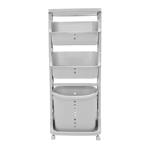 Laundry Basket, Laundry Basket Organizer Sorter Clothes Storage Organizer Shelf Rolling Cart with 4 Wheels, Laundry Hamper Basket Sorter Washing Hamper for Kitchens Bathrooms Bedrooms (4 Tier, Grey) - style: 4 Tier, Grey
