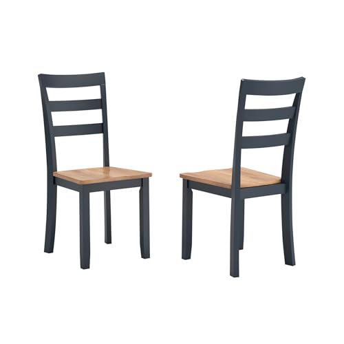Signature Design by Ashley Gesthaven Solid Wood Frame Dining Chair, Set of 2, Blue/Natural - color: Light Brown & Blue