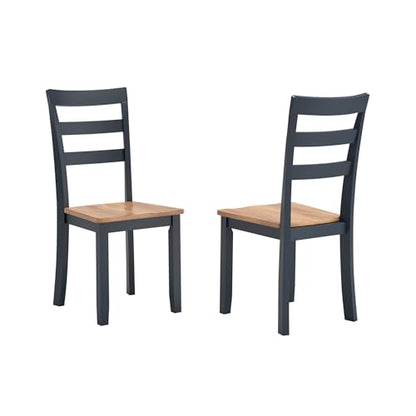 Signature Design by Ashley Gesthaven Solid Wood Frame Dining Chair, Set of 2, Blue/Natural - color: Light Brown & Blue