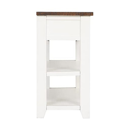 LKTART 48.8" Solid Wood Console Table for Entryway;Sofa Table with Drawers | 48.8" Antique White Real Wood Farmhouse Console Table with Storage and Shelf,Entryway Table for Entry Hallway,Easy Assembled - color: Antique White