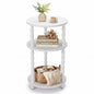 Small Round Side Table, 3-Tier Solid Wood End Table with Storage Shelf, Modern Bedside Tables Night Stand for Living Room, Bedroom, College Dorm, Small Space (White) - color: White