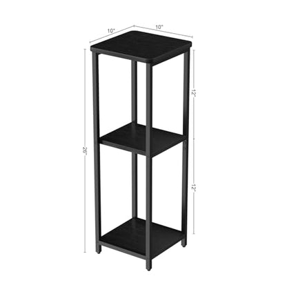 10" Wide Square Drink Table with Adjustable Feet - 3-Tier Small Side Table for Apartments, Balcony & Office | Space-Saving, Lightweight & Multi-Functional (Plants, Books, Drinks,Black) - color: Black, size: 3-Tier-10"wide