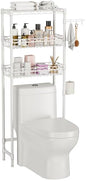 Golpart 3-Tier Over-The-Toilet Storage Shelf,Heavy-Duty Adjustable Bathroom Rack with 2 Mesh Baskets,Toilet Paper Holder & Hooks,Space-Saving Organizer for Bathroom,10”D x 24”W x 66”H,White - size: White with Baskets-10"D x 24"W x 66"H