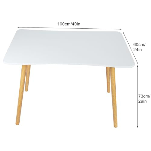 Writing Desks for Home Office, Wood Computer Desk, Modern Simple Style Home Office Gaming Desk, Basic Writing Table for Small Spaces, Laptop Computer Table, Study Desk with Solid Legs (White)