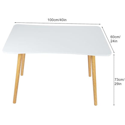 Writing Desks for Home Office, Wood Computer Desk, Modern Simple Style Home Office Gaming Desk, Basic Writing Table for Small Spaces, Laptop Computer Table, Study Desk with Solid Legs (White)