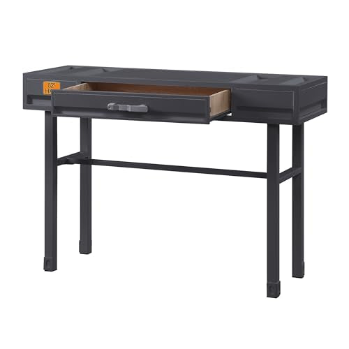 Gunmetal Writing Desk with 1 Drawer - Compact Home Office Computer Desk