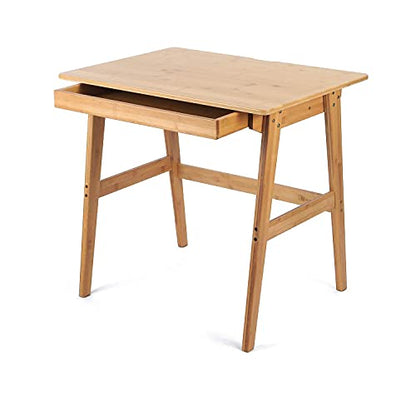Nnewvante 31.5" Bamboo Writing Desk, Home Office Computer Desk with Drawer | Compact Modern Simple Style, Study Table with Storage for Small Spaces - size: 31.5''-Bamboo