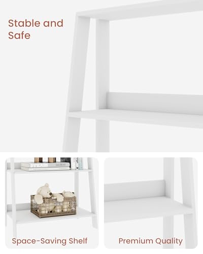 Ladder Bookcase, 5-Tier Bookshelf, Freestanding Plant Display Stand for Living Room, Kitchen, Bedroom, Balcony, White - color: White