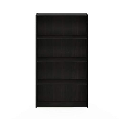 Furinno PASIR Book Shelf, 4-Tier Bookshelf, Bookcase with Open Shelf, 9.4 x 23.6 x 41.7, for Living Room, Bedroom, Home Office, Espresso - color: Espresso, size: 4-Tier