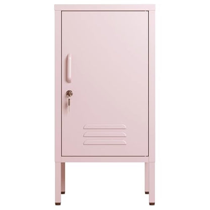 Garvee Metal Locker Nightstand with Shelf,Single Door Lockable Metal End Table,Modern Bedside Table, Versatile Side Cabinet for Bedroom, Living Room, or Office (27.55”h x 13.78”w x 14.96”d) - color: Pink