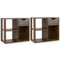 Giantex 3 Cube Bookcase with Drawer Set of 2, Bookshelf for Small Space, Modern Freestanding Display Rack with Open Shelves, Book Case, Wood Cube Storage Organizer Bedroom Living Room, Rustic Brown - color: Rustic Brown