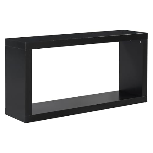 JOSHEN 60" Entryway Hallway Shelf Table, Easy-Assembly Square Table, Stable Space-Saving for Living Room, Black - color: Black
