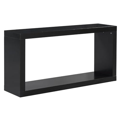 JOSHEN 60" Entryway Hallway Shelf Table, Easy-Assembly Square Table, Stable Space-Saving for Living Room, Black - color: Black