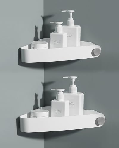 Sotfamily Plastic Shower Caddy Corner (for 90° Only), 2 Pack, White | Adhesive Corner Shower Shelves for Bathroom Organizers and Storage, Bathroom Decor - color: White, size: 2 Pack