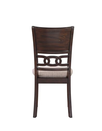 New Classic Furniture Gia Dining Chair (Set of Six), Light Brown Fabric Upholstered Seat & Back Rest, Cherry Brown - color: Cherry, size: Set of 6, style: Dining Chair
