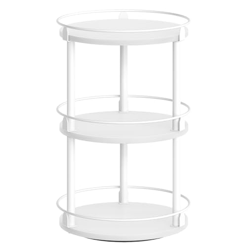 Lazy Susan Organizer, Rotating Spice Rack, 3 Tier Spice Turntable Organizer, Industrial Turntable Spice Holder, for Kitchen Countertop and Cabinet, Compact and Versatile, White SR23WW - color: White, size: 10.2"L x 10.2"W x 18"H