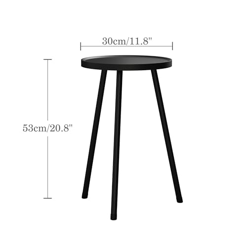 Small Couch Side Table, Drink Table, Mini Round End Table, Coffee Table, Snack Table for Small Spaces, Living Room, Bedroom, Sofa LET520BK - color: Black, size: 11.8 X 11.8 X 20.8 Inches