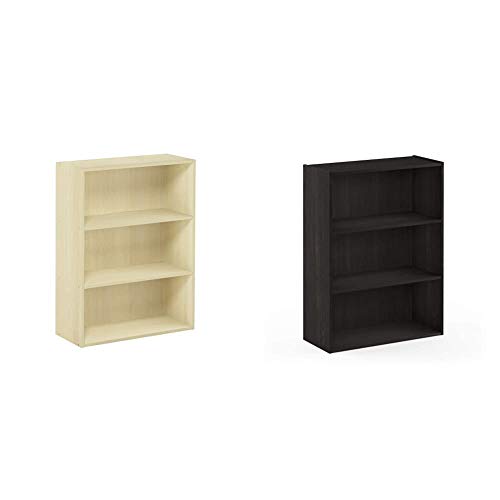 Furinno Pasir 3-Tier Open Shelf Bookcases, Steam Beech and Espresso