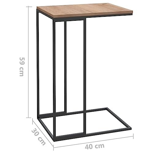 vidaXL Engineered Wood and Iron Side Table- Modern Industrial C-Shaped Design- Black, 15.7 x 11.8 x 23.2, 336129