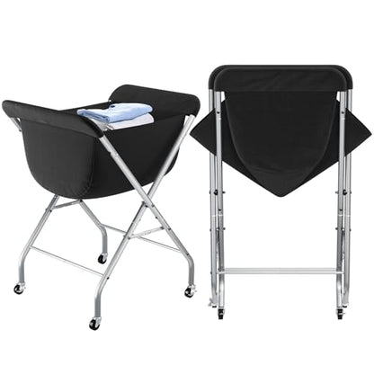 ELYKEN Laundry Basket with Wheels, Collapsible Laundry Hamper, Black | Removable Liner Bag, Foldable Design, 118L Capacity, Sturdy Metal Frame, 4 Casters, Laundry Cart for Bedroom, Laundry Room - color: Black, size: 25.6"L x 22"W x 33"H