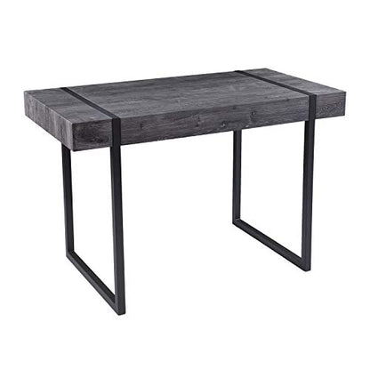 SEI Furniture - Harkriven Small Space Desk - Transitional Design, Black Iron and Wood - Ideal for Home Office, Bedroom (HO1094537)
