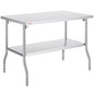 VEVOR Stainless Steel Foldable Work Table, 30 * 48 Inch Heavy Duty Food Outdoor Double Layer Stainless Steel Worktable for Commercial Kitchen Restaurant - size: Double layer 30"*48", style: Foldable