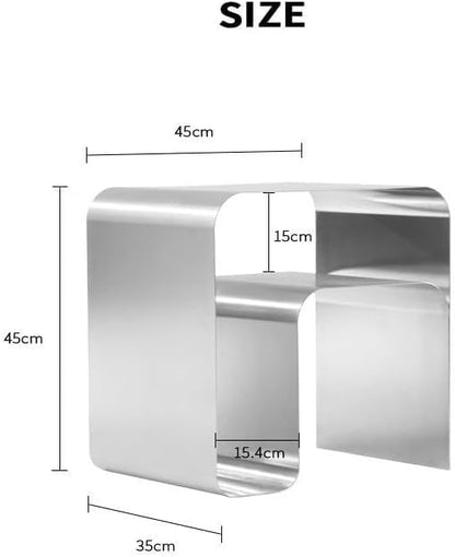 Modern Stainless Steel Side Table, Minimalist End Table with Seamless Curved Design, Durable Accent Table & Nightstand for Living Room, Bedroom, Sofa Side, and Coffee Table Use