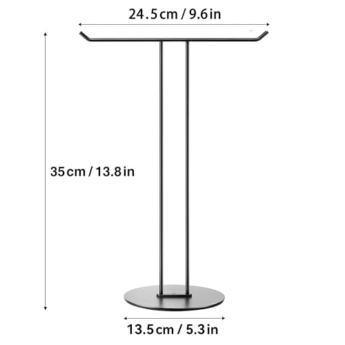 T-Shaped Hand Towel Holder Stand – Countertop Stainless Steel Towel Rack with Non-Slip Base for Bathroom, Kitchen, Vanity, Matte Black