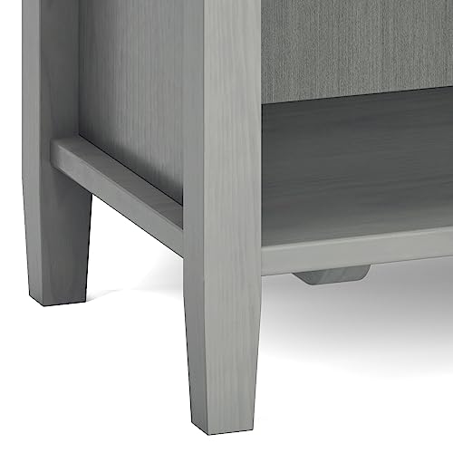 SIMPLIHOME Warm Shaker Bedside Table - 24 inch Wide Solid Wood Nightstand in Fog Grey, Transitional Bedroom Side or End Table with 2 Drawers, Open Shelf Storage and Brushed Nickel Hardware - color: Fog Grey