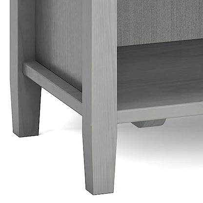 SIMPLIHOME Warm Shaker Bedside Table - 24 inch Wide Solid Wood Nightstand in Fog Grey, Transitional Bedroom Side or End Table with 2 Drawers, Open Shelf Storage and Brushed Nickel Hardware - color: Fog Grey