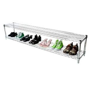 Shelving Inc. 12" d x 72" w Chrome Wire Shelving with 2 Tier Shelves, Weight Capacity 800lbs Per Shelf - size: 12"d x 72"w x 14"h