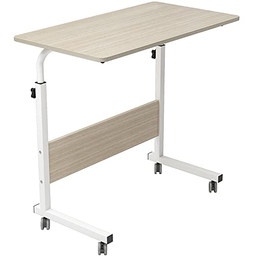 Side Table with Wheels, Home Snack Side Table with Castors Mobile (Maple) - color: Maple, size: 31.5 inches