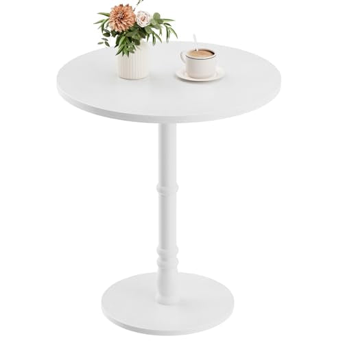 Homleke 16" Round Side Tables, Solid Wood Pillar with Wood Top & Base, Small Drink Accent Table for Living Room, Bedroom, Sofa & Office, Easy Assembly, White - color: White
