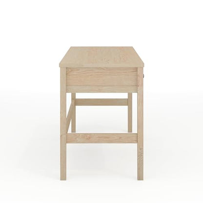 Martha Stewart Rhett Writing Desk with 3 Drawers and Tapered Legs in Light Natural with Antique Bronze Hardware