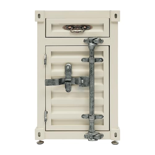 12.6 X 12.6 X 19.7 in Industrial Side Table, Metal Iron 3-Tier Bedside Table with 2 Compartments & 1 Storage Drawer, Retro Metal Shipping Container Cabinet for Bar/Bedroom/Garage (White) - color: White